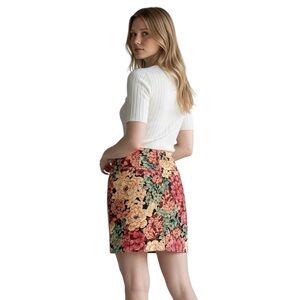 Cute Tailor BMoss Floral Mini Skirt. EUC pinks, Peach, Greens, Blues, Blk. Sz. 6